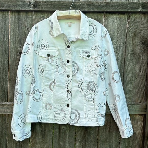 JM Collection White Denim Light Jacket 16 - Picture 2 of 6